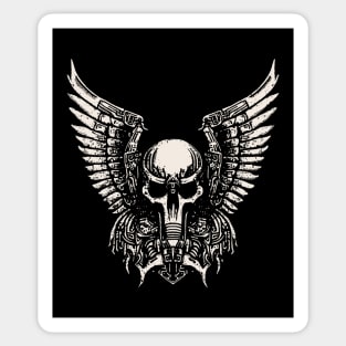 Winged Robo-Skull Sticker